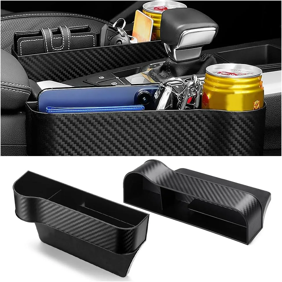 Carbon Fiber Car Seat Organiser with Cup Holder - Brown carbon fiber / Right side — photo 10