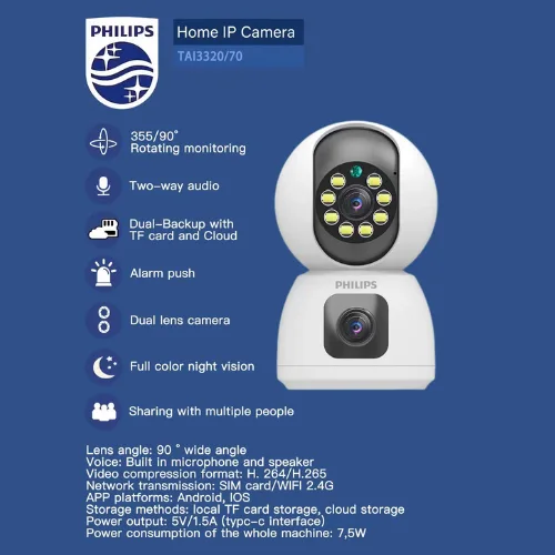 Philips 1080p Wi-Fi Home Security Camera - Dual Lens