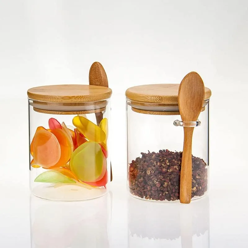 Airtight Glass Jars With Bamboo Lids And Spoons - 800ml — photo 3