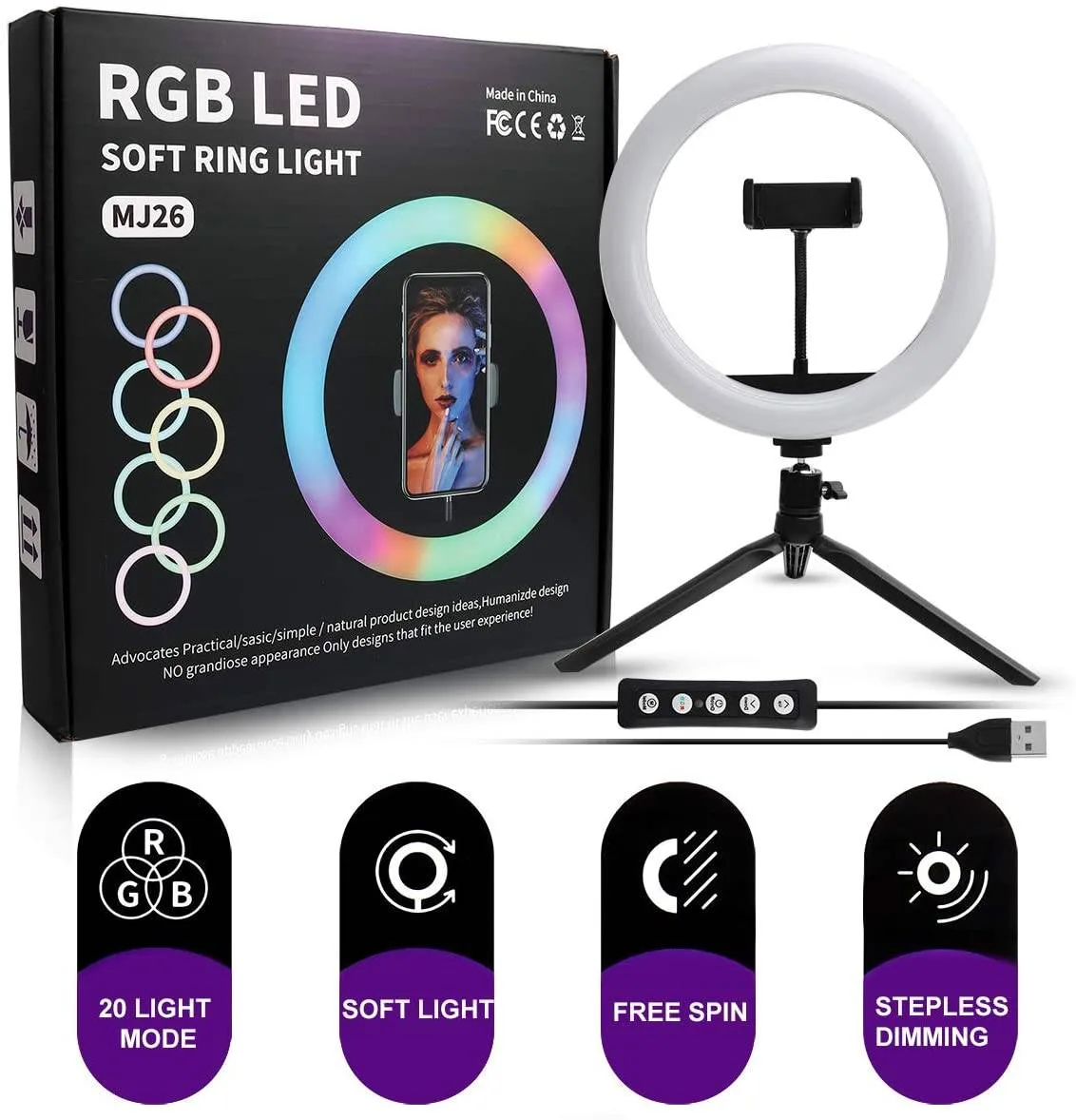RGB Ring Light With 2.1 Meter Tripod - Rgb Ring Light 26cm With 2.1 Meter Tripo — photo 3