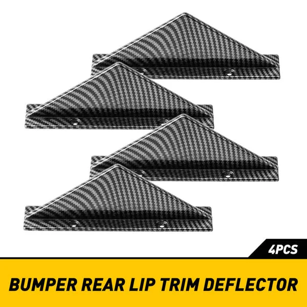Universal Black/Carbon Fiber Shark Fin Rear Bumper Diffuser for Cars 4pcs - Black — photo 3