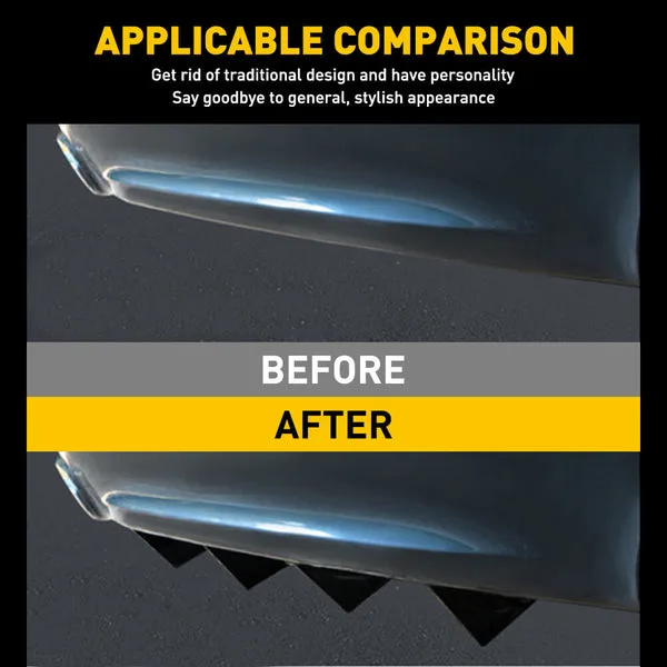 Universal Black/Carbon Fiber Shark Fin Rear Bumper Diffuser for Cars 4pcs - Black — photo 4