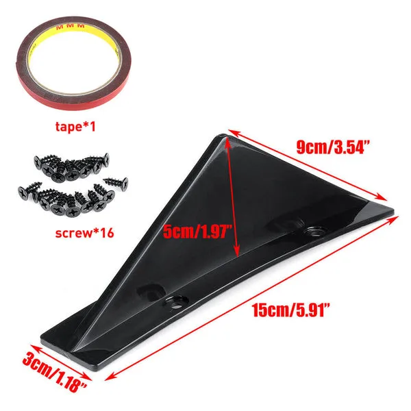 Universal Black/Carbon Fiber Shark Fin Rear Bumper Diffuser for Cars 4pcs - Black β photo 6