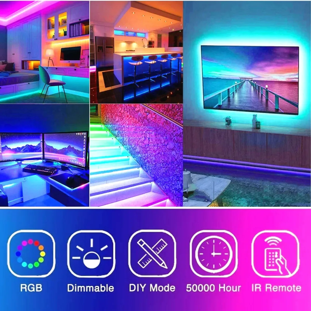 RGB Led Light 5 Meter Waterproof Phone App Bluetooth + Remote Controller - 10 Meter Remote + Bluetooth — photo 4