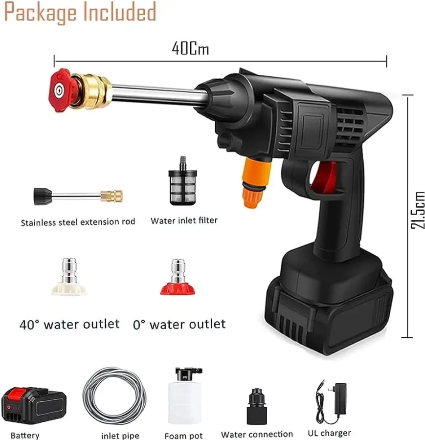 48V Portable Electric Car Water Pressure Washer Power Washer - x2 Battery 48v — photo 3