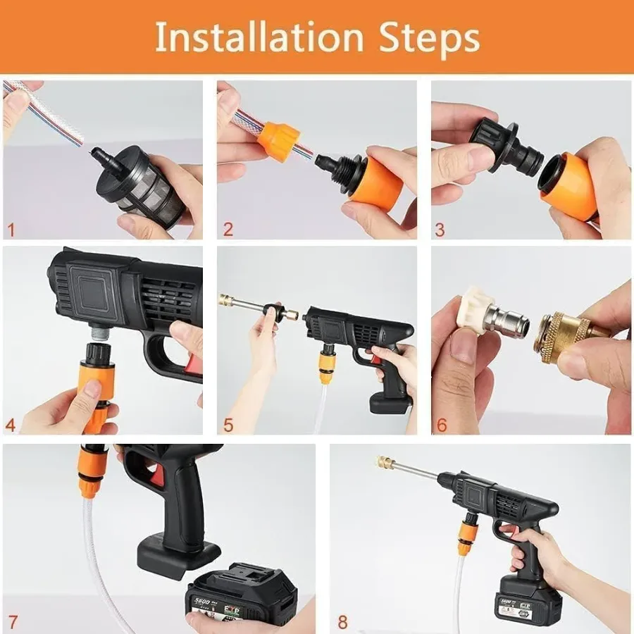 48V Portable Electric Car Water Pressure Washer Power Washer - x2 Battery 48v — photo 6