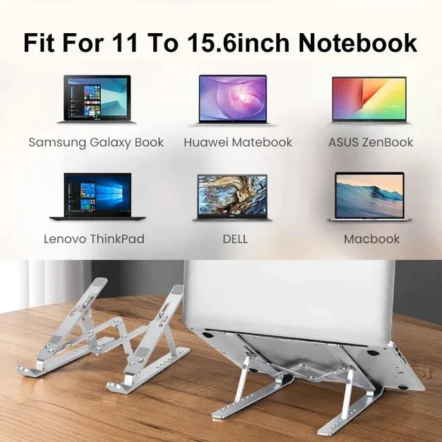 Great Quality Aluminum Adjustable Portable Laptop Stand - Black — photo 6