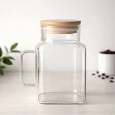 16 oz glass cup comes with bamboo lid and reusable glass straw - Style 3 POT