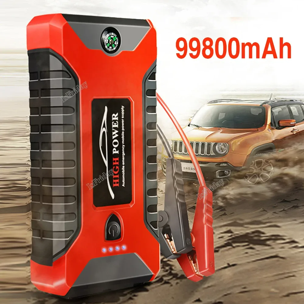 Portable Car Jump Starter Power Bank, Battery Booster Charger, Starting Device, Auto Emergency, Lighting Start-up, 12V - Jump starter + tire inflator β photo 2