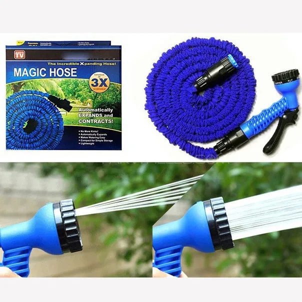 Expandable Garden Magic Hose Water Spray Pressure - 15 Meter Blue