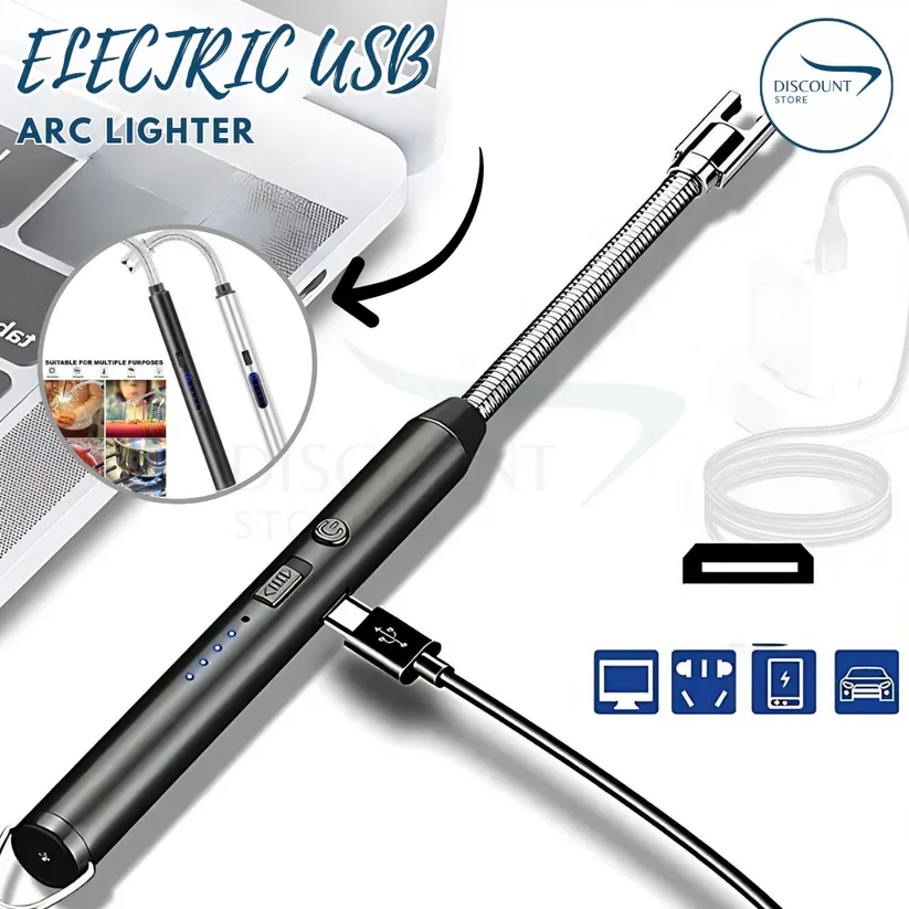 Rechargeable Electric Lighter, Windproof, Flexible Neck - Rose gold