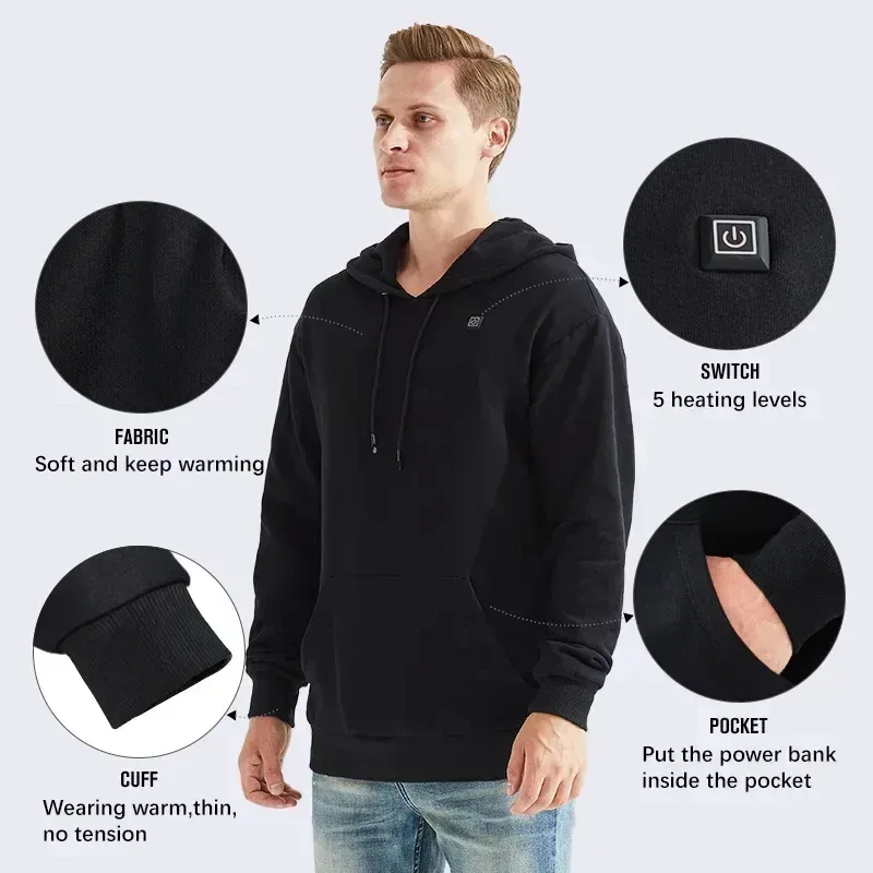 Self-Heating Hoodies for Men Women - Grey / XL β photo 3