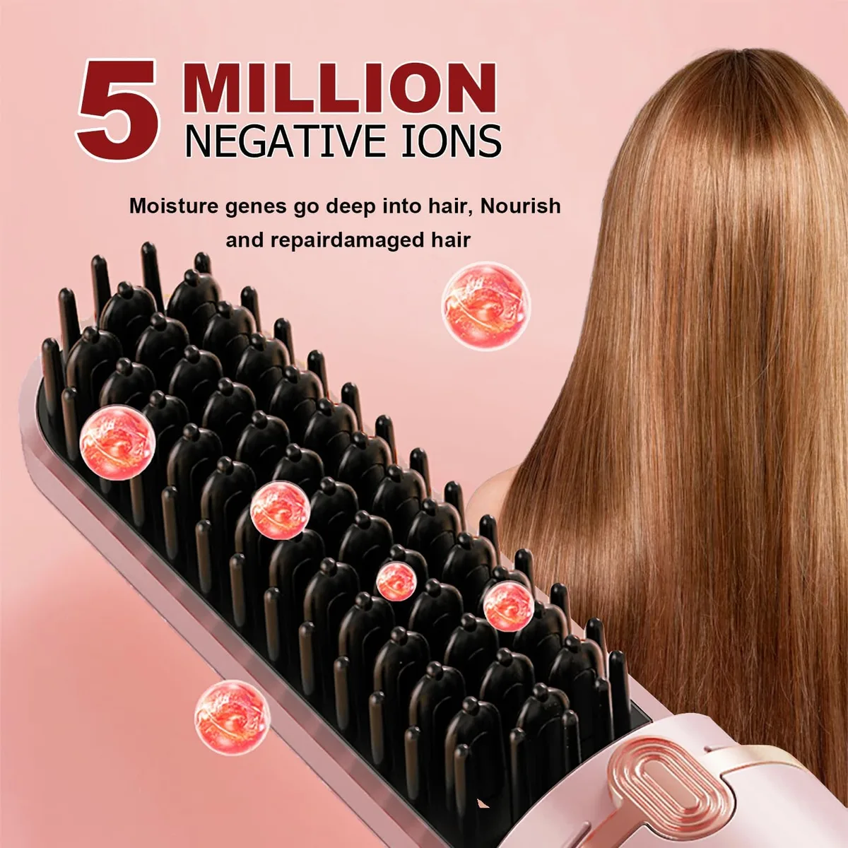 Portable Hair Straightening Comb with Negative Ions - Purple β photo 4