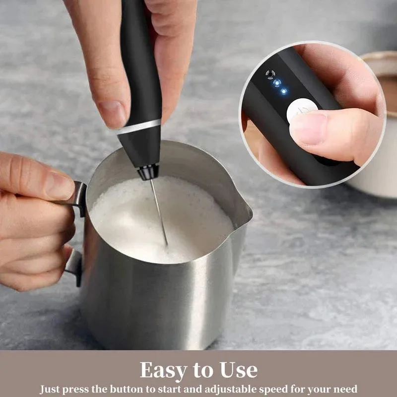 Portable Electric Milk Frothers Rechargeable for Coffee Mixer Cream mixer - White β photo 2