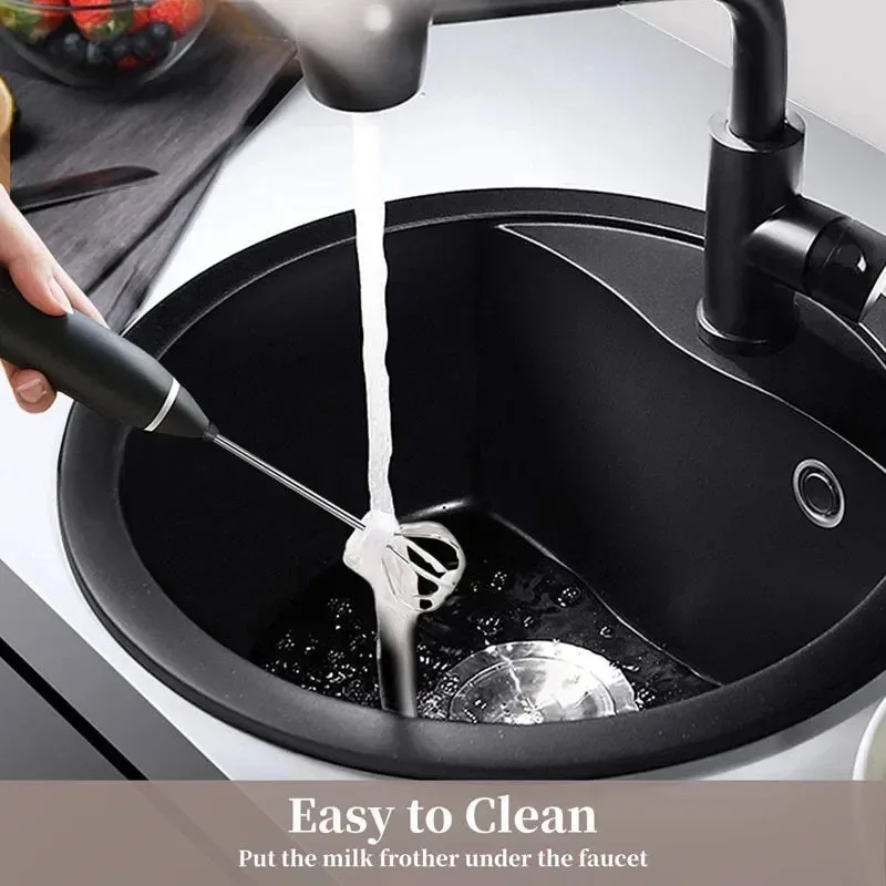 Portable Electric Milk Frothers Rechargeable for Coffee Mixer Cream mixer - White β photo 3