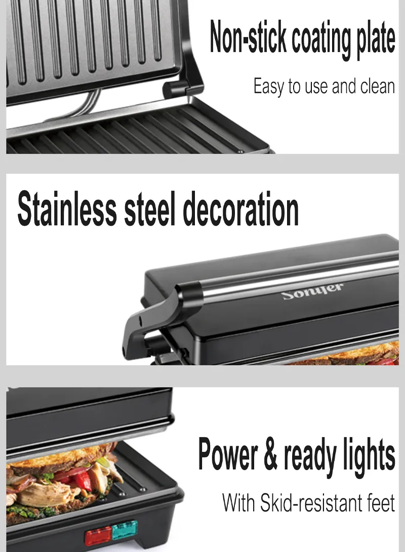 Non-Stick Stainless Steel Electric Grill, Adjustable Temperature Control Electric Grill — photo 7