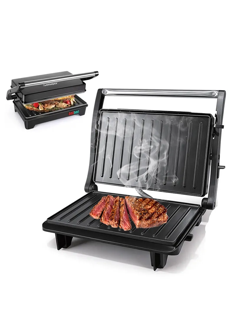 Non-Stick Stainless Steel Electric Grill, Adjustable Temperature Control Electric Grill