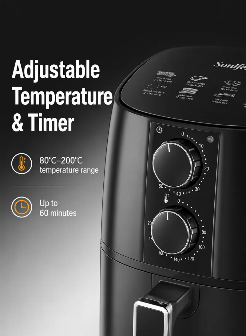 Manual Air Fryer With Adjustable Temperature & Timer – Black — photo 3