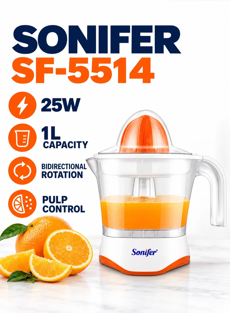 1L 25W Electric Citrus Juicer with Bidirectional Rotation & Pulp Control - Orange β photo 5