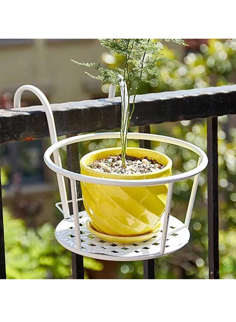 Basket Flower Pot Holder For Patio Balcony Porch Fence - White — photo 4