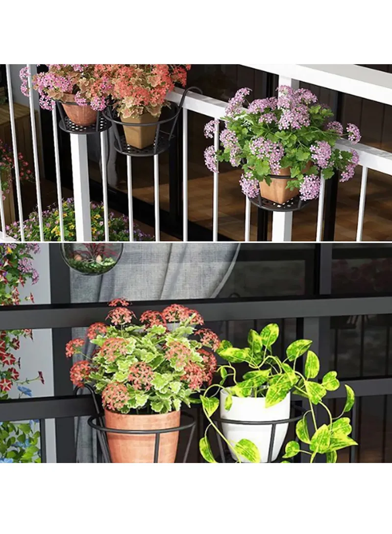 Basket Flower Pot Holder For Patio Balcony Porch Fence - White — photo 6