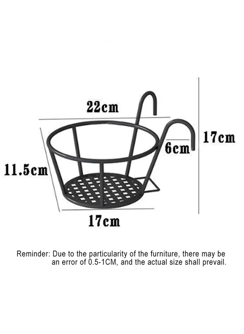 Basket Flower Pot Holder For Patio Balcony Porch Fence - White β photo 8