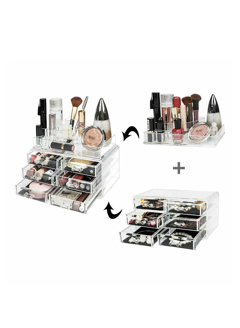 4 Tiers 6 Drawers Cosmetic Jewelry Storage Box Makeup Organizer Container β photo 6