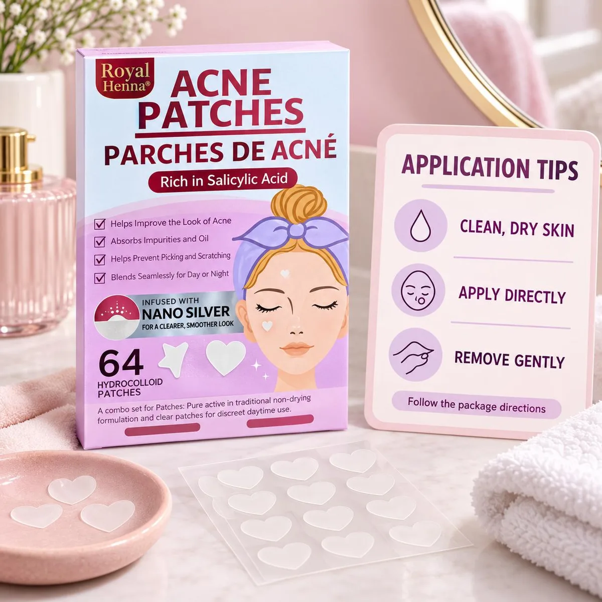 Heart-Shaped Hydrocolloid Acne Patches with Salicylic Acid – 64 Pieces — photo 7
