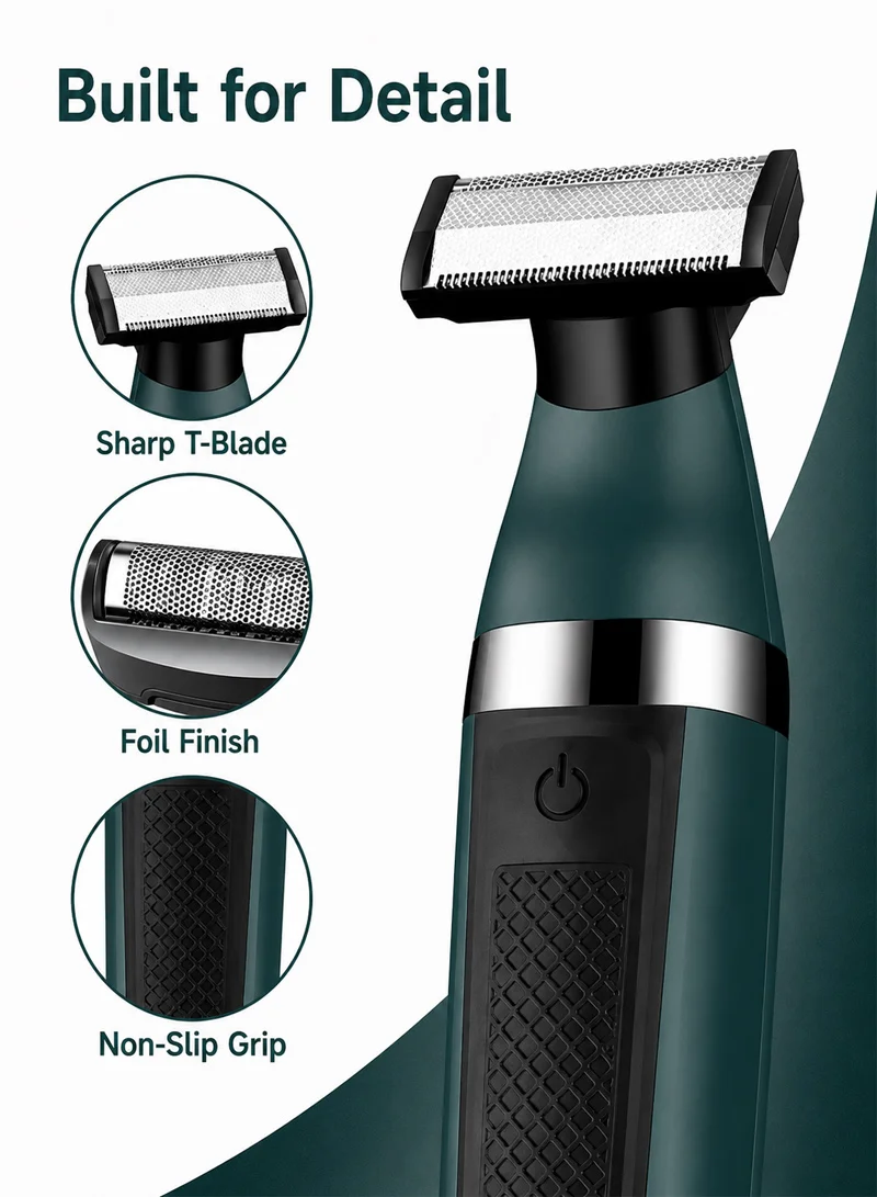 Electric Shaver Waterproof Portable Shaving Machine Facial Hair Trimmer For Men - Green — photo 3