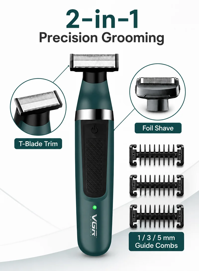 Electric Shaver Waterproof Portable Shaving Machine Facial Hair Trimmer For Men - Green — photo 4