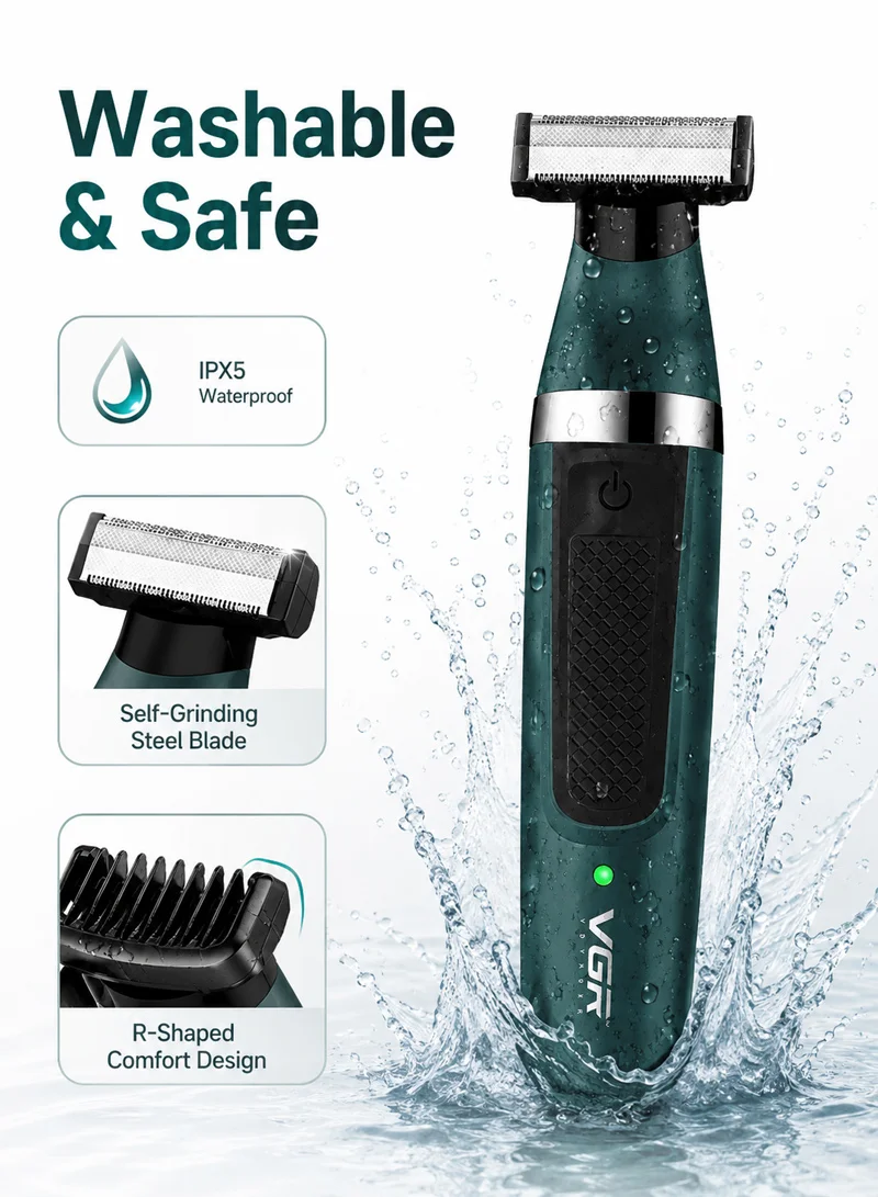 Electric Shaver Waterproof Portable Shaving Machine Facial Hair Trimmer For Men - Green — photo 5