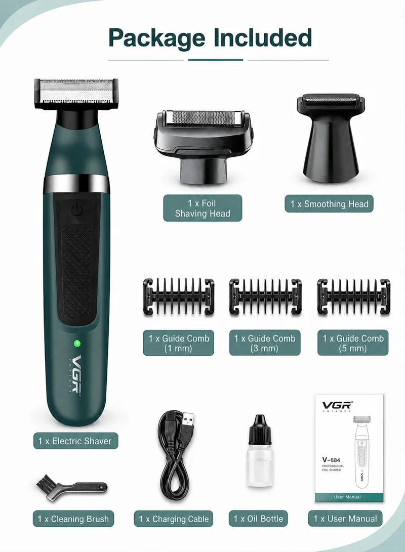 Electric Shaver Waterproof Portable Shaving Machine Facial Hair Trimmer For Men - Green — photo 9