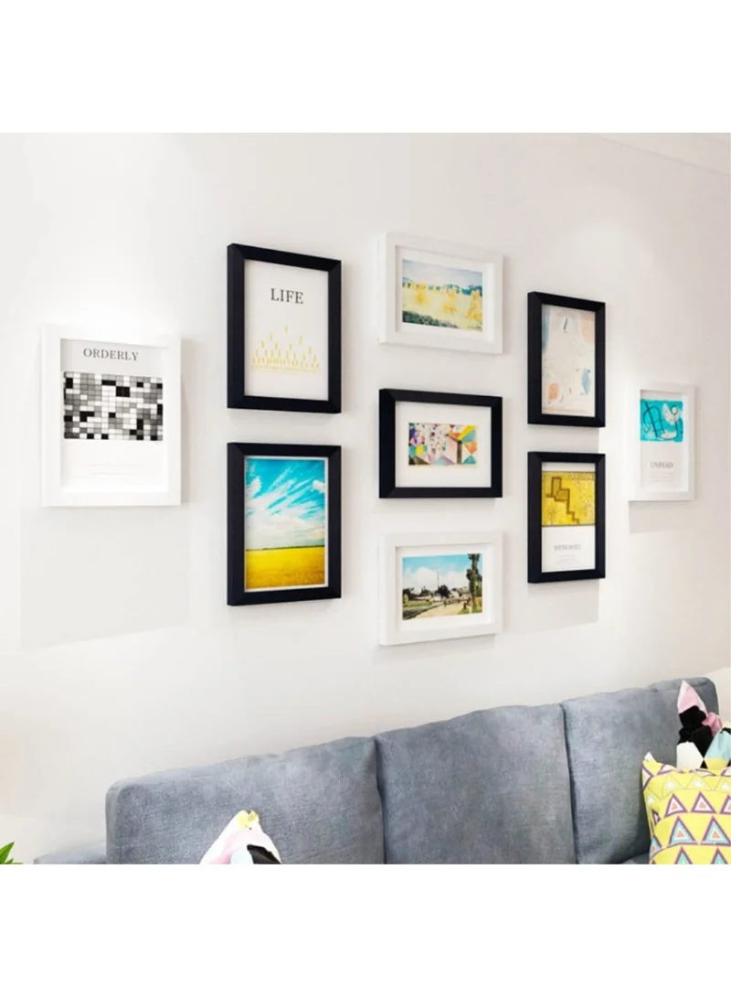 9Pcs 7-inch Wall Mounted Picture Holder Photo Display Frame Set - Black + White β photo 4