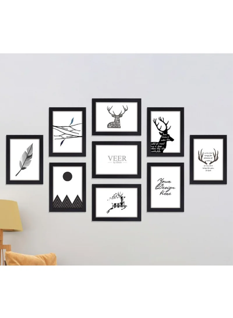 9Pcs 7-inch Wall Mounted Picture Holder Photo Display Frame Set - Black β photo 4