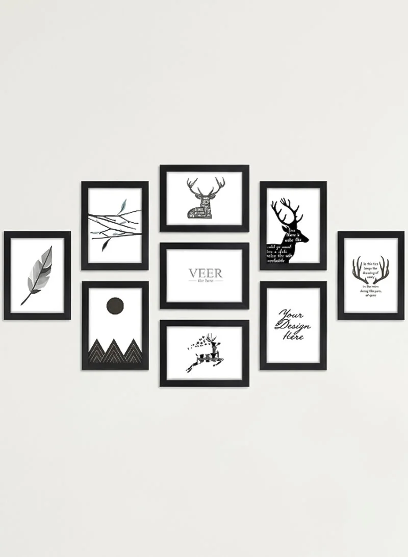 9Pcs 7-inch Wall Mounted Picture Holder Photo Display Frame Set - Black