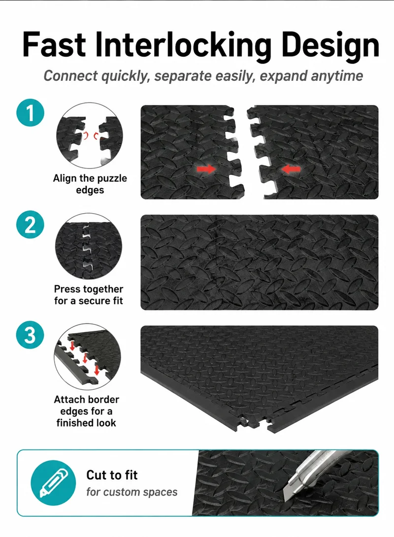 4 Pcs Puzzle Exercise Mat EVA Foam Interlocking Tiles, Kids Play Mat, Protective Flooring for G β photo 5