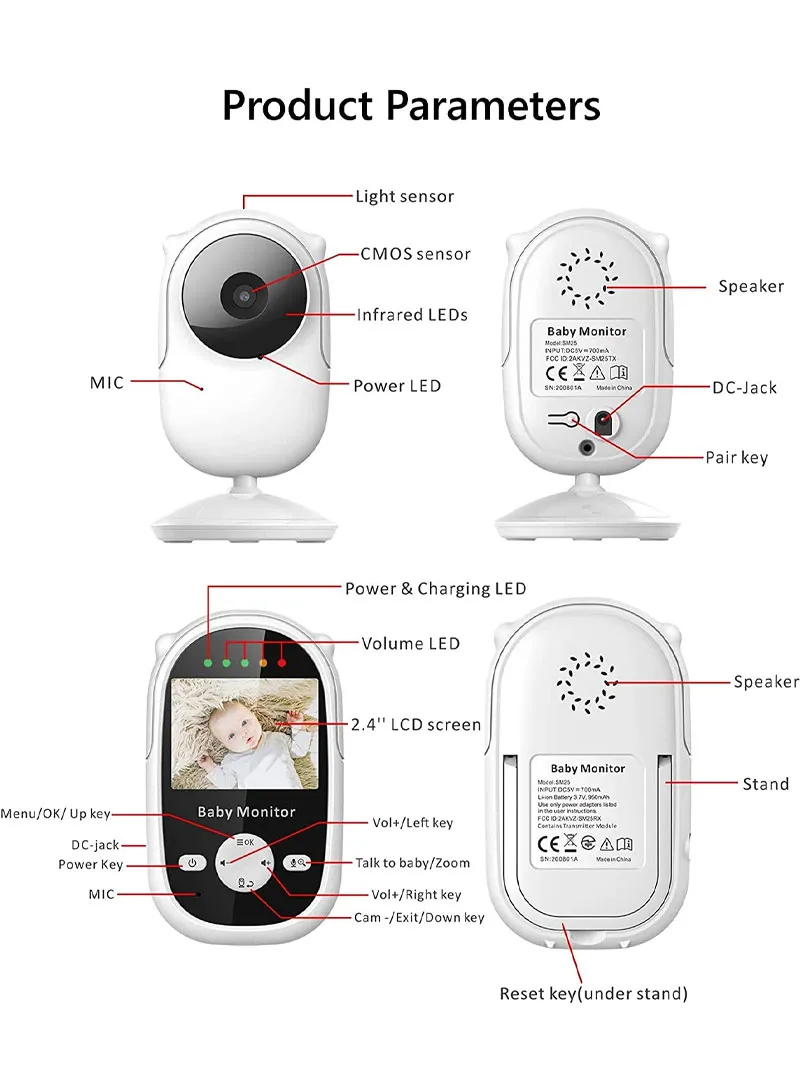 2.4" TFT 2-Way Talk Night Vision Screen Video Baby Monitor With Digital Colour Camera, Wireless β photo 8