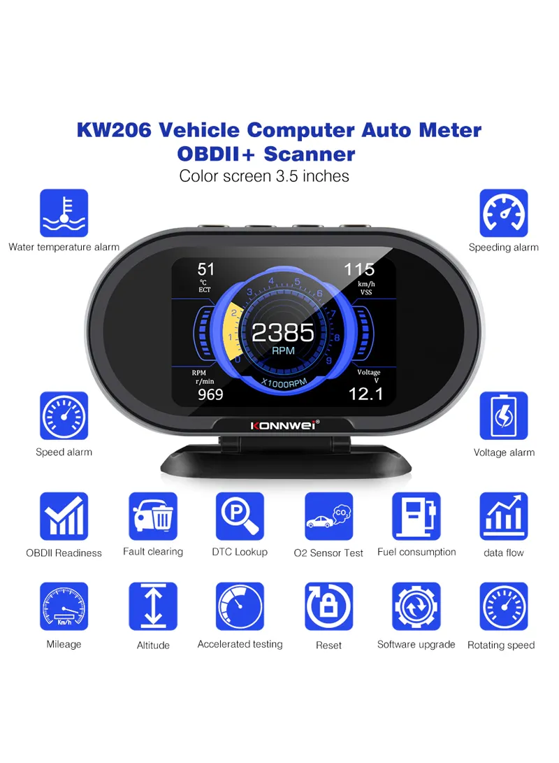 3.5" 2-In-1 Upgradeable Code Reader & Auto Meter Car Head Up Display Gauge — photo 2