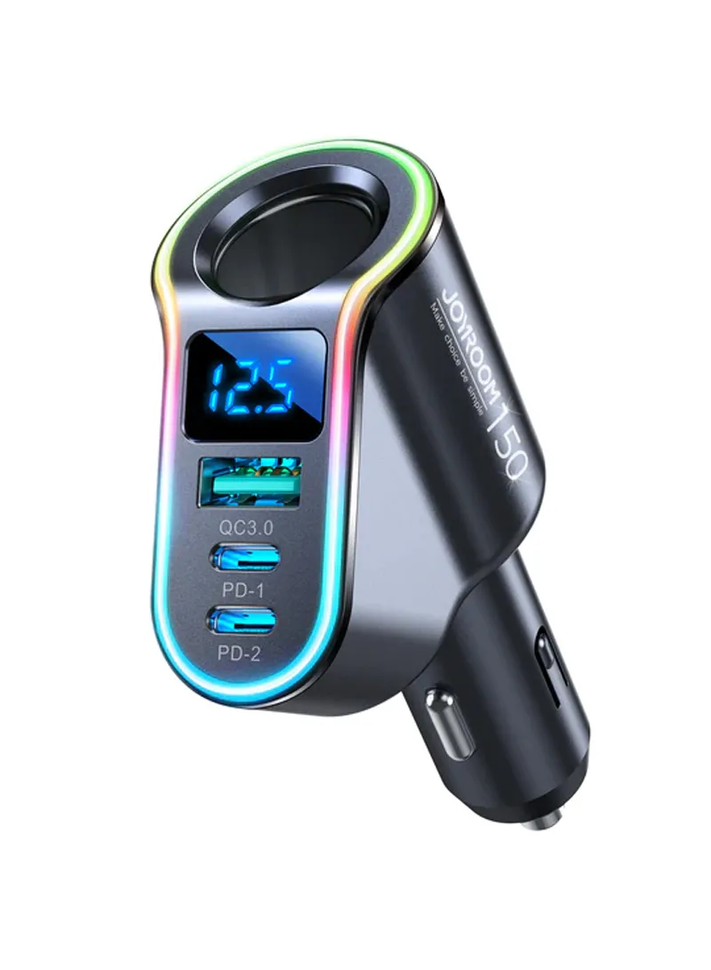 4 In 1 LED Digital Display Fast Car Charger With Cigarette Lighter