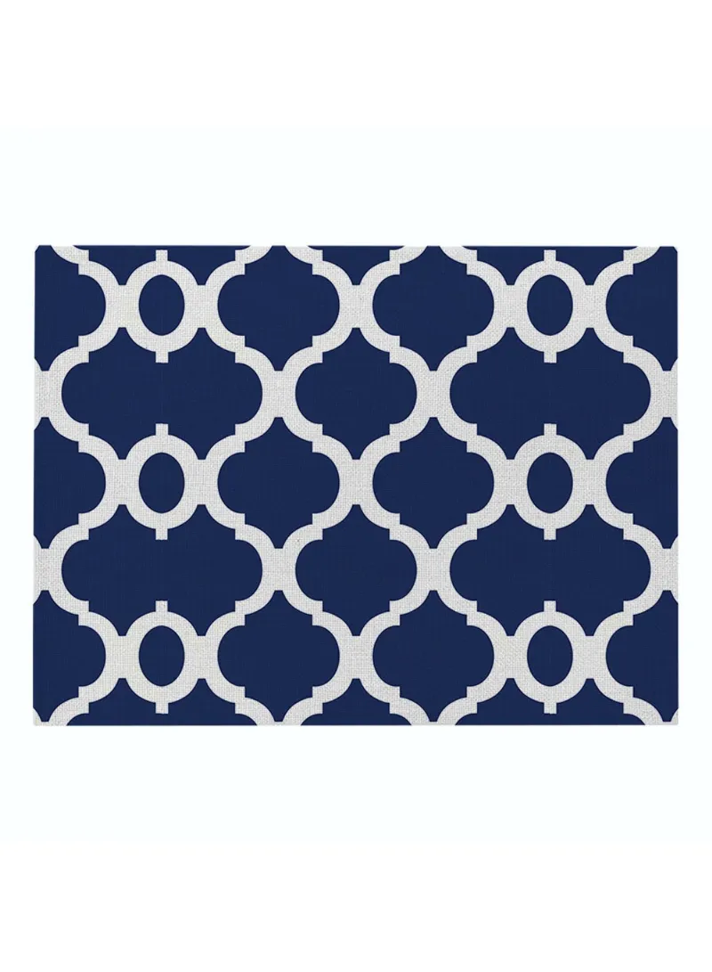 Home Decoration Single Pattern Printed Cotton Linen Placemat Dining Table Mat