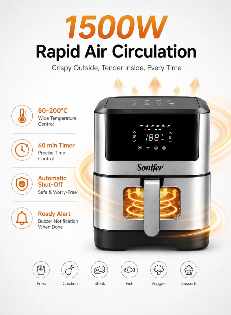 Digital Air Fryer Touch Control LED Panel With Seven Preset Programs & Visual Window β photo 4