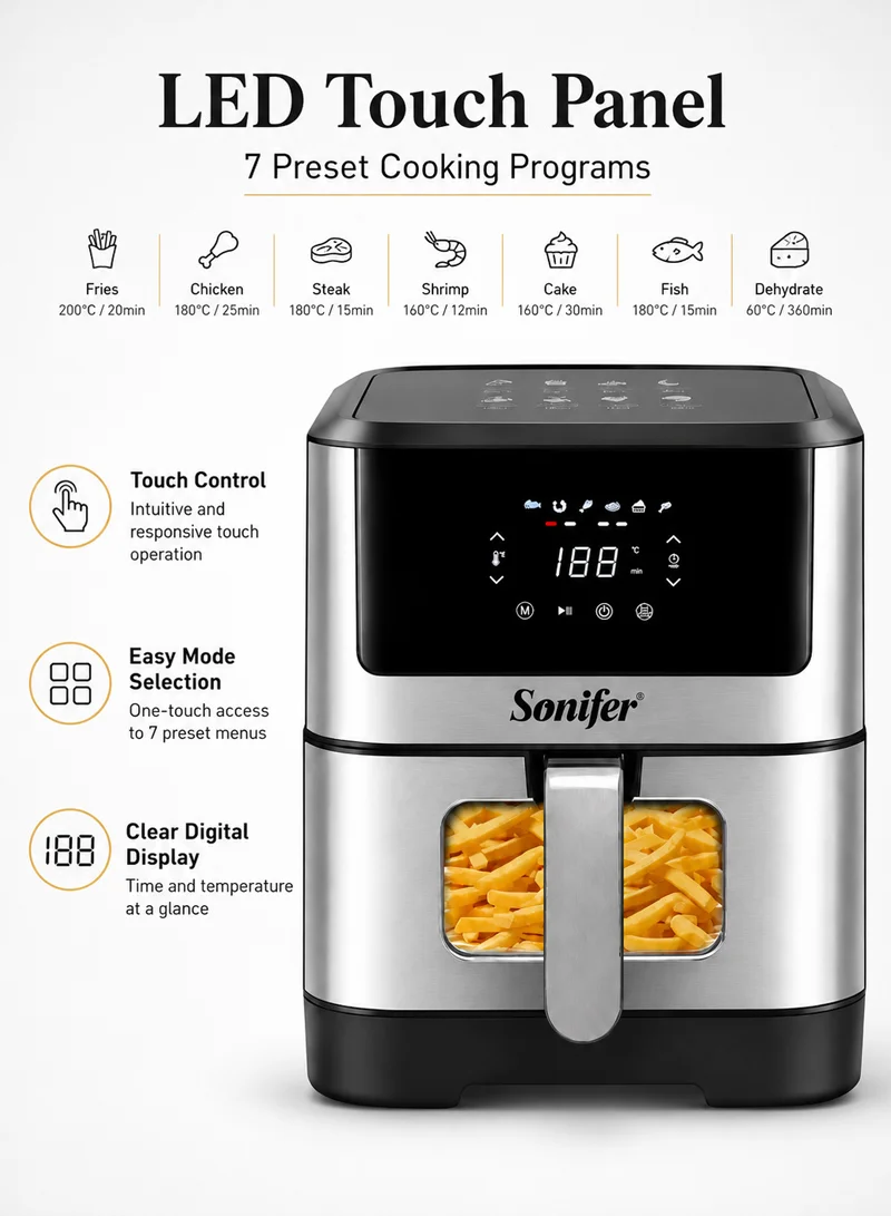 Digital Air Fryer Touch Control LED Panel With Seven Preset Programs & Visual Window β photo 5