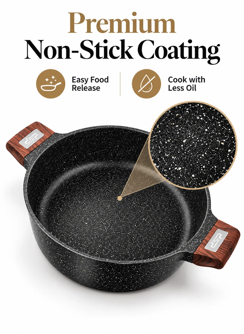 7 Pcs 20/24/28/28cm Casserole Non-Stick Die-Casting Set with 3 Lids - Black — photo 3