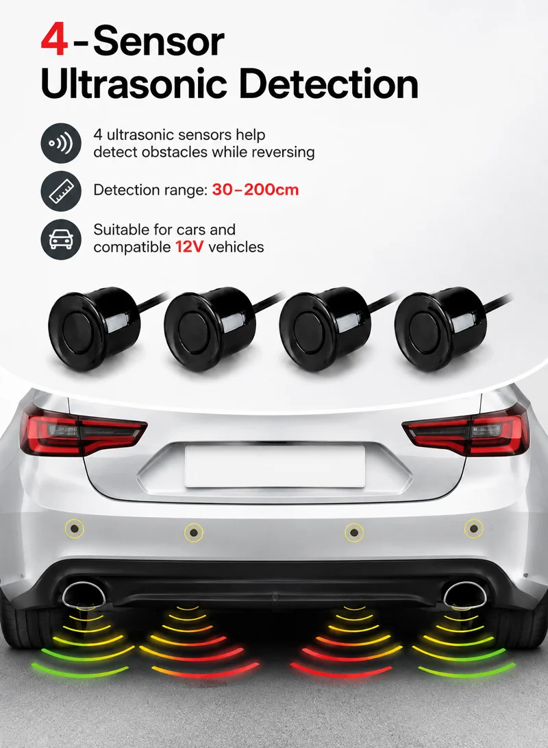 Wired 4-Sensor Car Parking Assistant System with Digital Display & Audible Distance Warning β M β photo 6