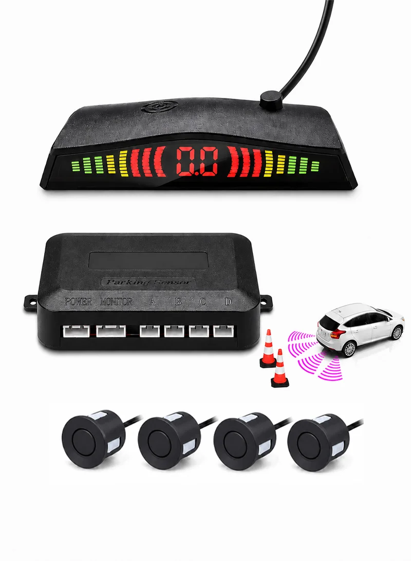 Wired 4-Sensor Car Parking Assistant System with Digital Display & Audible Distance Warning – M