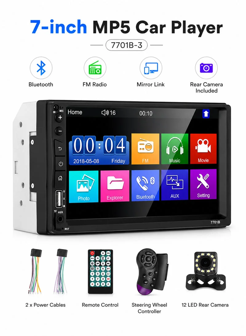 7-inch MP5 Carplayer Auto Car Center Console Video Recorder With 12 Light Camera — photo 2