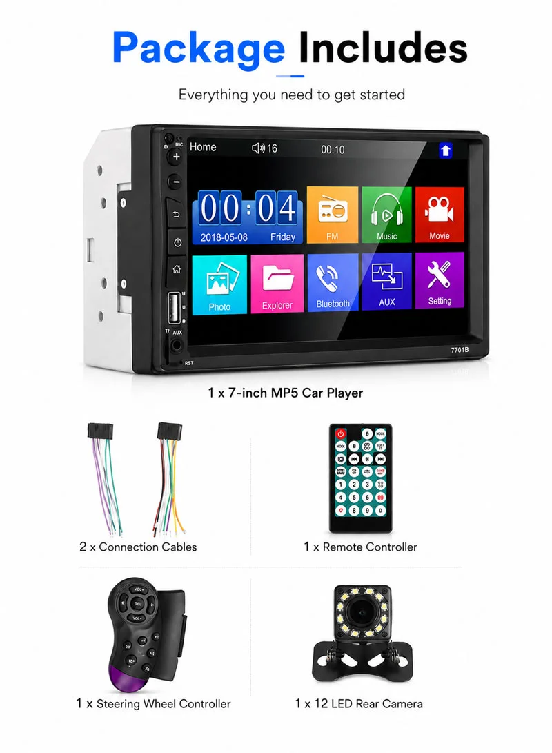 7-inch MP5 Carplayer Auto Car Center Console Video Recorder With 12 Light Camera β photo 4