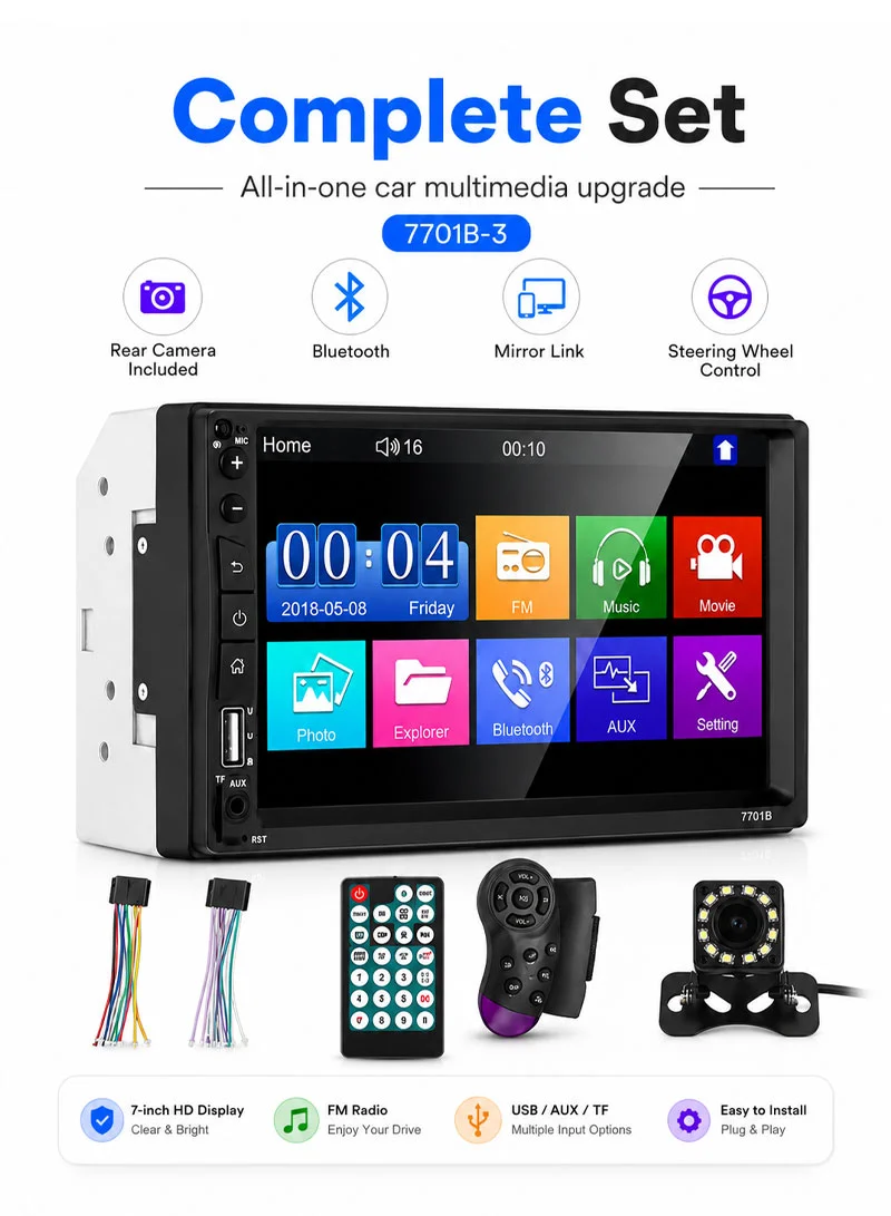 7-inch MP5 Carplayer Auto Car Center Console Video Recorder With 12 Light Camera — photo 9