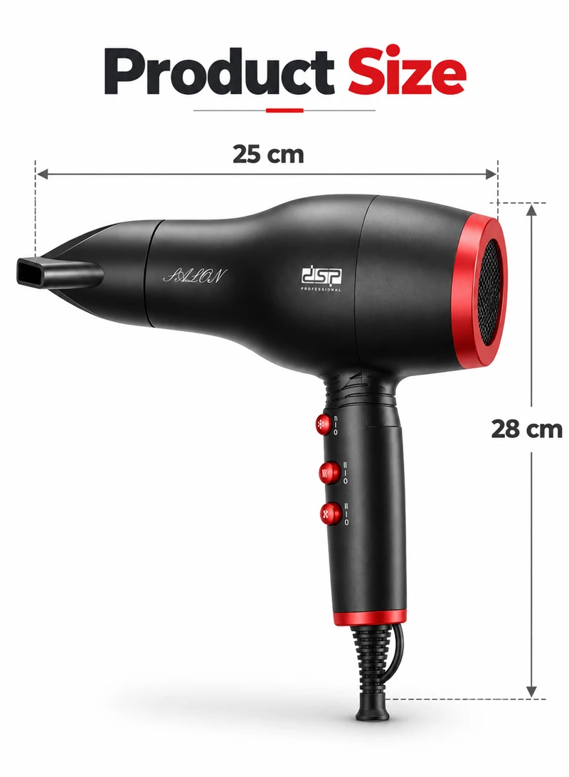 Hair Dryer with Adjustable Speeds & Temperatures, 16800-18000 High-Speed Hair Dryer 37002 - Bla — photo 2