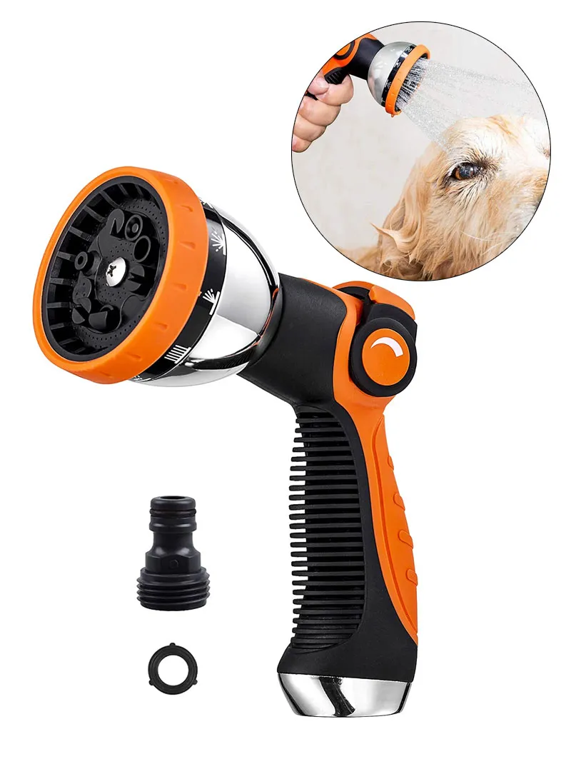 Metal Garden Hose Nozzle Sprayer 8 Spray Patterns- Thumb Control- On/Off Valve For Easy Water C — photo 2